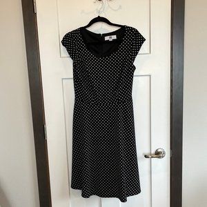 DR Collection Black & White Polka Dot Dress, Size 8